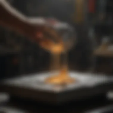 Close-up of molten silver being poured into a mold