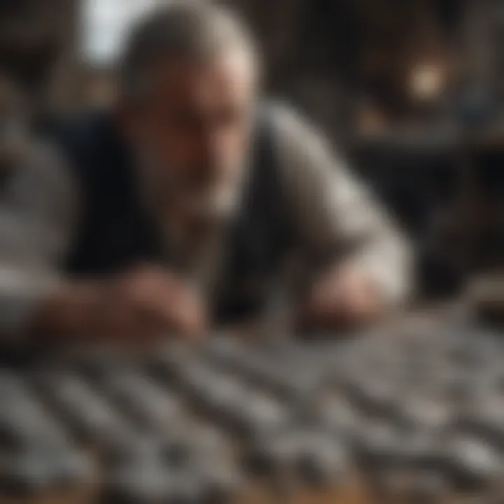 An artisan inspecting melted silver ingots