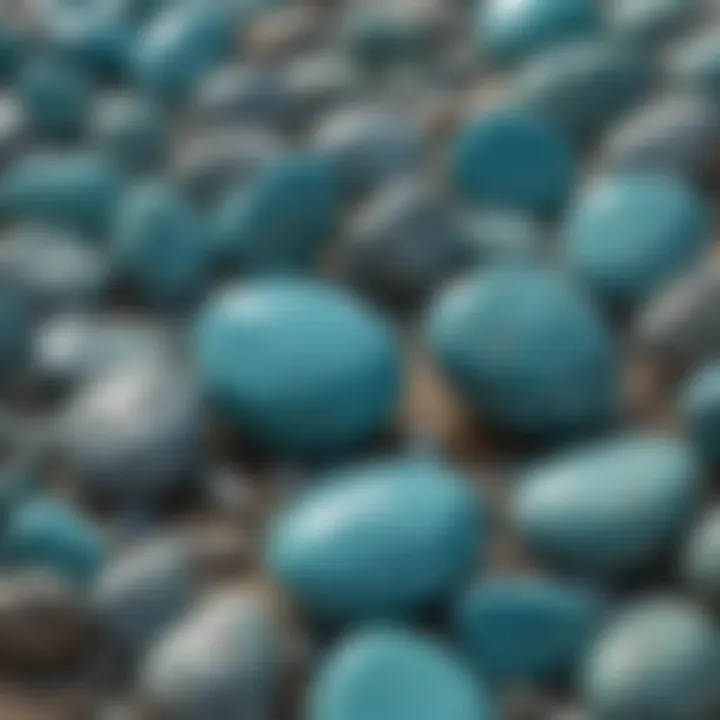 A close-up of turquoise stones with unique characteristics